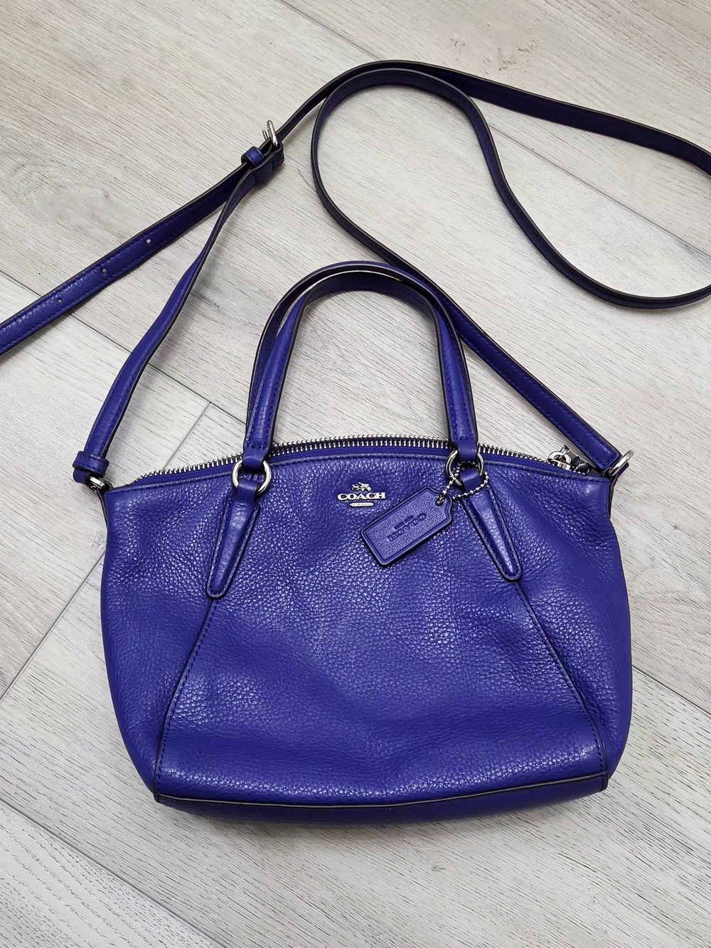 Coach Mini Kelsey Satchel in Pebbled Leather - Vibrant Purple